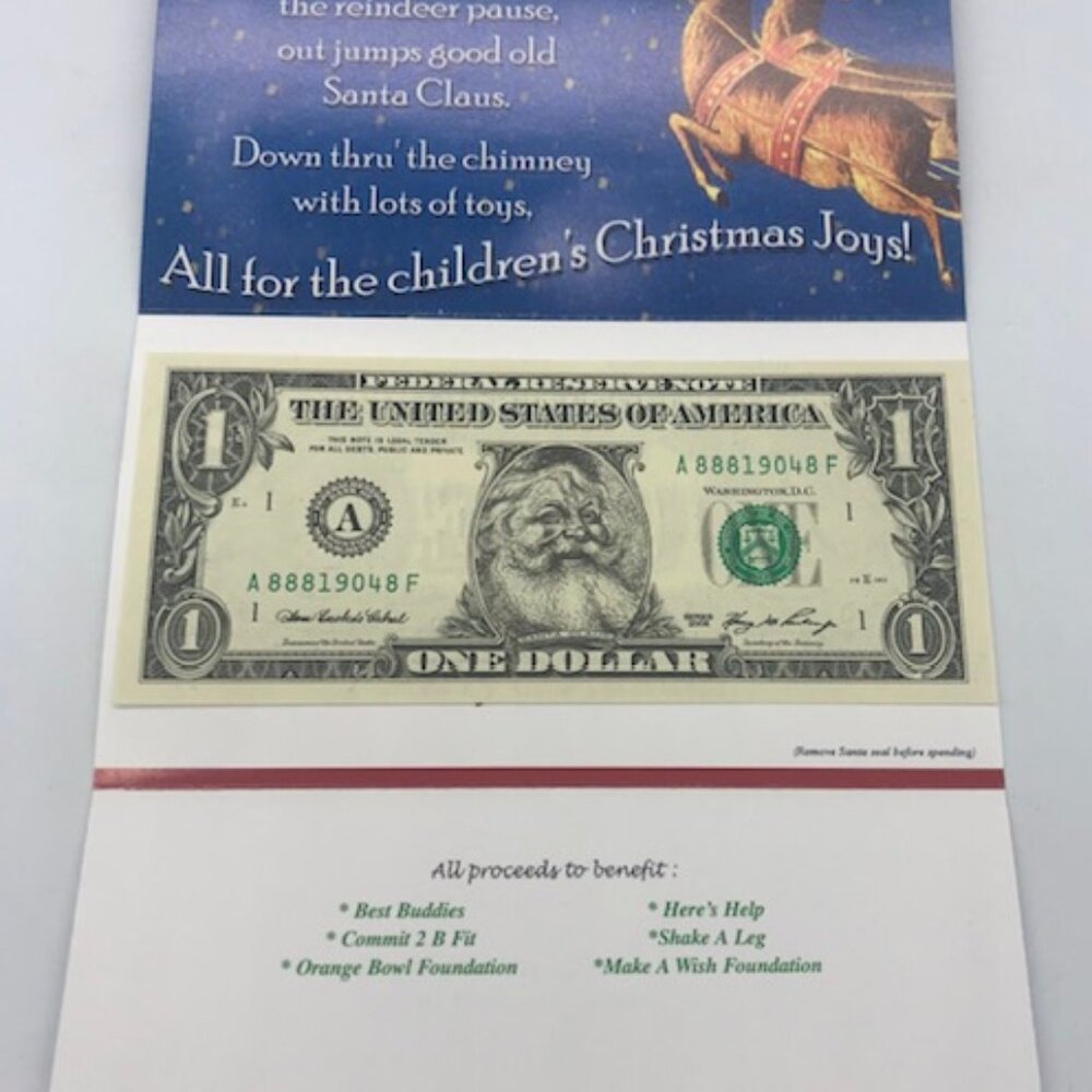 Publix “Up on the Housetop” Santa Dollar Bill Christmas Card – 2006 - Vintage